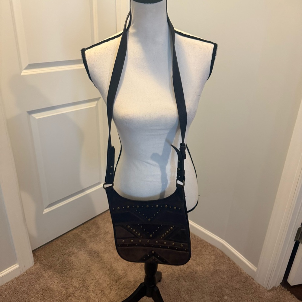 Brown  Studded Crossbody Bag